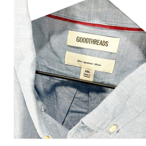Goodthreads Mens Chambray Short Sleeved Button Up Shirt Sz XXL NEW - Picture 4 of 6